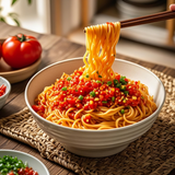 Chopped chili and tomato noodle sauce